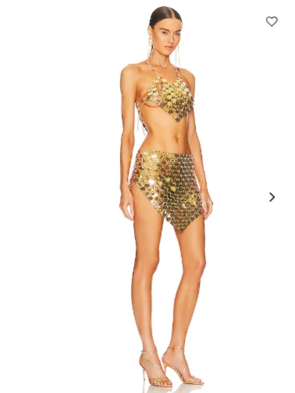 Santa Brands SET Heart Obsession Set Chain Gold Top & Skirt OS Revolve